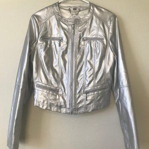 Silver Faux Leather Jacket